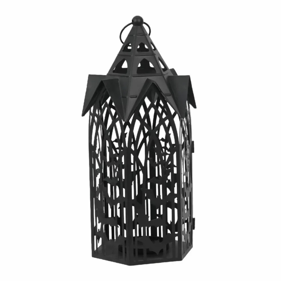 Black Metal Bats Pillar Candle Lantern by Ashland®