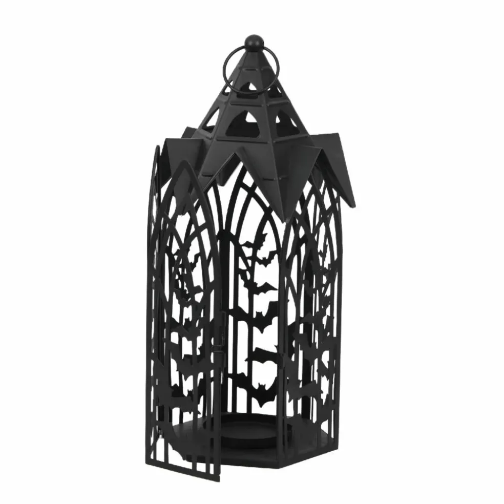 Black Metal Bats Pillar Candle Lantern by Ashland®