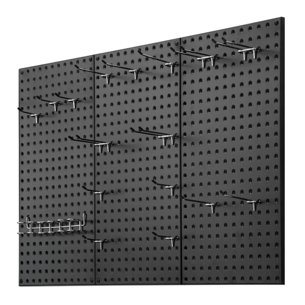 Black Metal Pegboard Panels with Volcanic Holes, 132 lbs Load