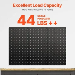 Black Metal Pegboard Panels with Volcanic Holes, 132 lbs Load