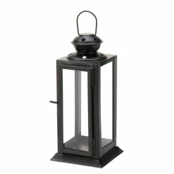 8" Black Metal Starlight Hanging Candle Lantern