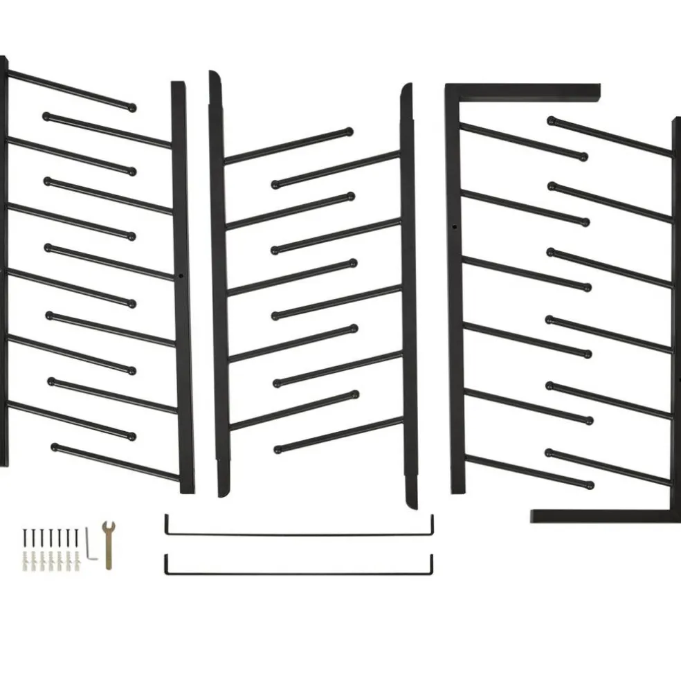 Black Metal 16-Tier Wall-Mounted Blueprint Storage Rack Heavy Duty
