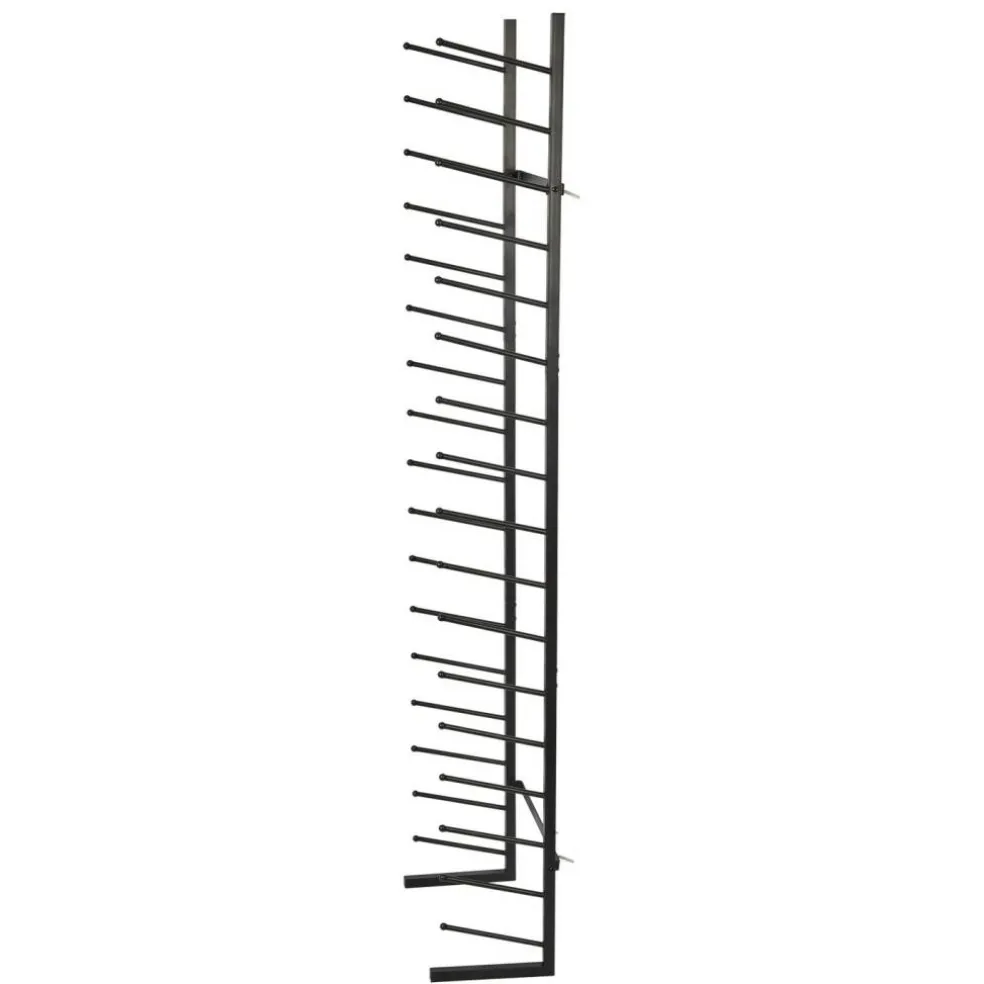 Black Metal 16-Tier Wall-Mounted Blueprint Storage Rack Heavy Duty