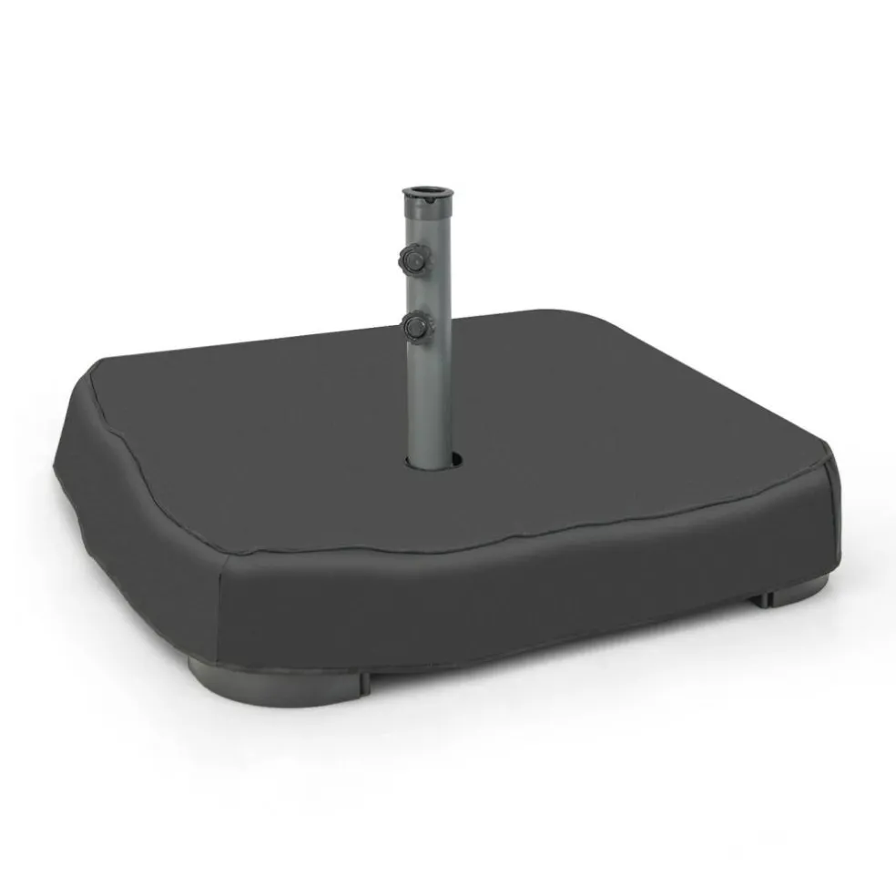 Black Metal Umbrella Base with Sandbag Capacity and Adjustable Knobs