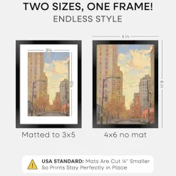 Black Metal 5x7 Picture Frame with Mat for 4x6 Photo, Matte Aluminum Desk Frame with Tempered Glass for Wall or Tabletop Display, Modern Gallery-Style Photo Frame (Set of 1)
