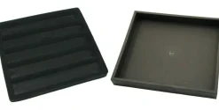 Black Open Square Stackable Jewelry Display Tray w/ Black 5-slot Plastic Tray