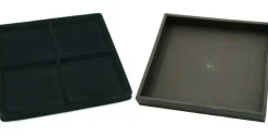 Black Open Square Stackable Jewelry Display Tray w/ Black 4-slot Plastic Tray