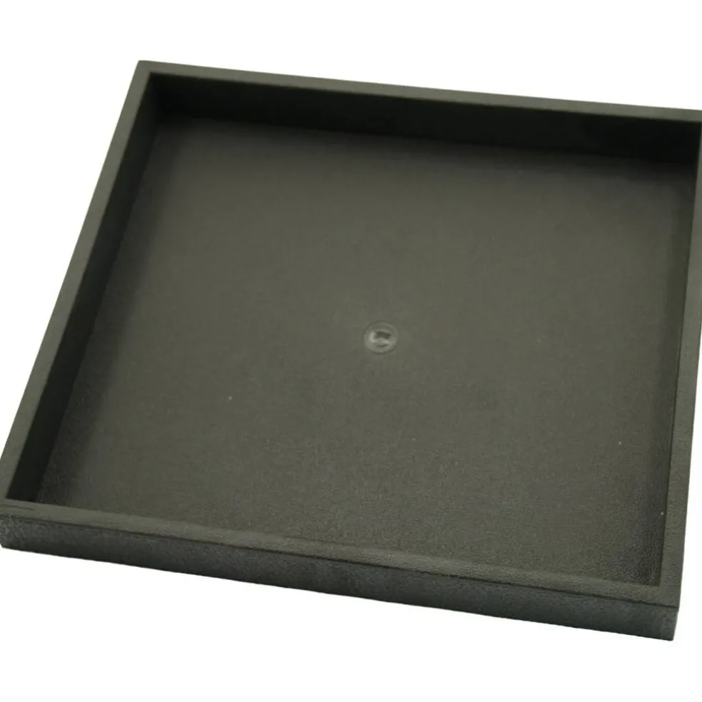 Black Open Square Stackable Jewelry Display Tray w/ Black 4-slot Plastic Tray