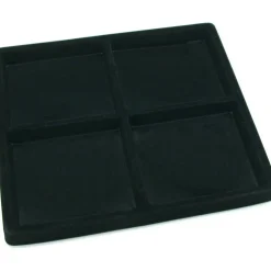 Black Open Square Stackable Jewelry Display Tray w/ Black 4-slot Plastic Tray