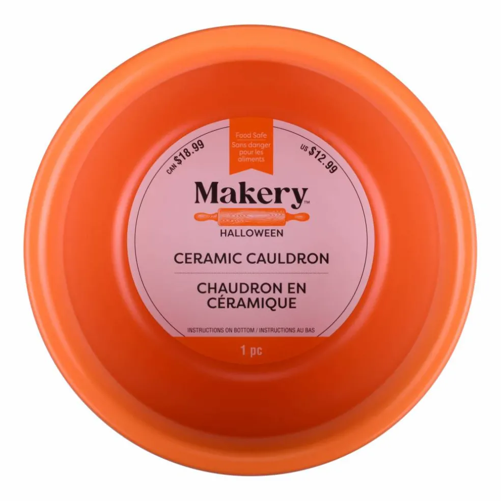 Black & Orange Ceramic Cauldron by Makery™