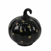 8" Black & Orange Polka Dot Pumpkin Glass Tabletop Décor by Ashland®