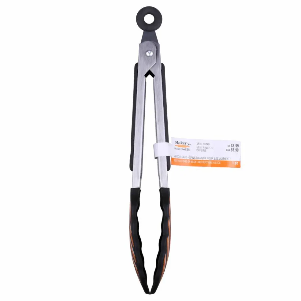 Black & Orange Stripes Mini Tongs by Makery™
