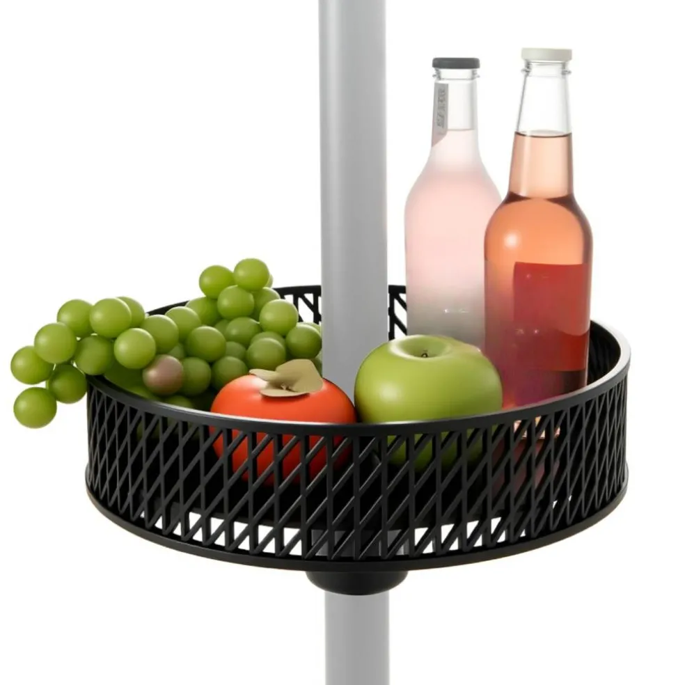 Black Patio Umbrella Table Tray with 3 Adapters for 1.26-1.5" Poles