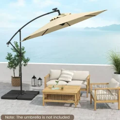 Black 4-Piece Patio Umbrella Base Set with Lockable Hooks