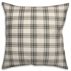 Black Plaid Throw Pillow