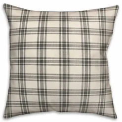 Black Plaid Throw Pillow