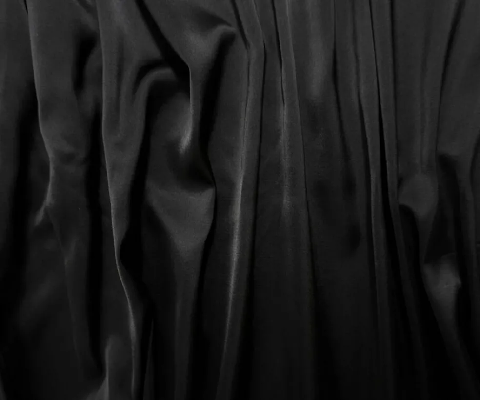 Black Poly-Rayon Glossy Satin Woven Fabric By the Yard