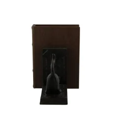 Black Polystone Eclectic Cat Bookends Set