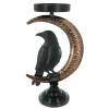 9.5" Black Raven in Moon Metal Pillar Candle Holder by Ashland®