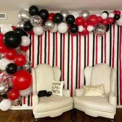 Black Red Silver Latex Balloons