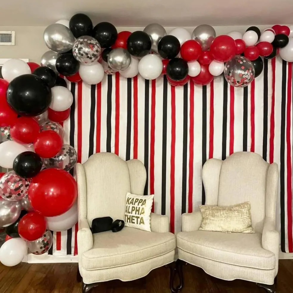 Black Red Silver Latex Balloons