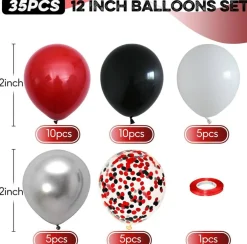 Black Red Silver Latex Balloons