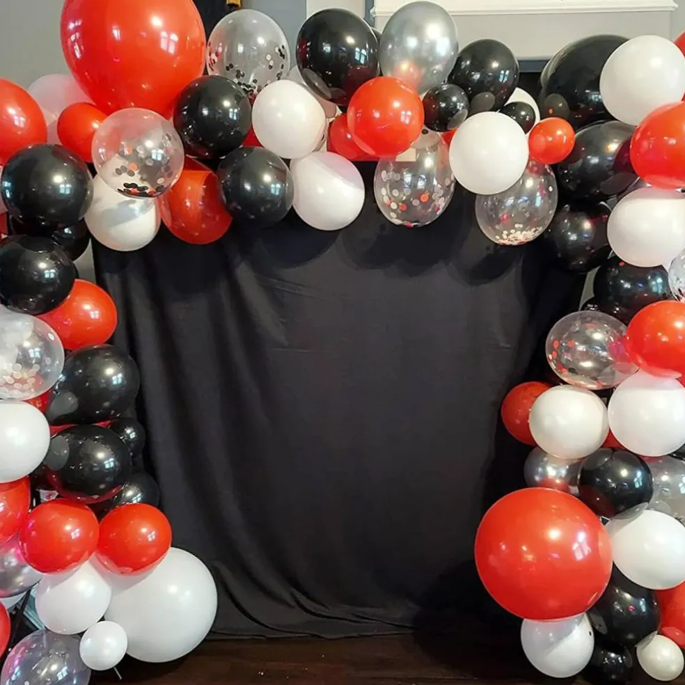 Black Red Silver Latex Balloons