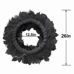 26" Black Rose, Skull Flower & Moth Wreath by Ashland®