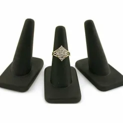 3 Black Rubber Ring Finger Jewelry Holder Showcase Display Stands