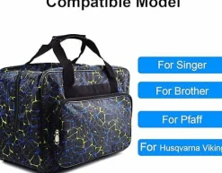 Black Sewing Machine Carrying Case, Universal Canvas Tote Bag with Pockets, Portable Padded Storage & Dust Cover Compatible with Singer, Brother & Most Standard Sewing Machines