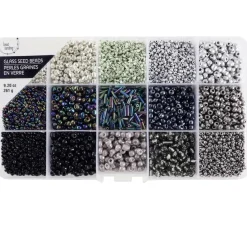 Black & Silver Mix Glass Seed Beads by Bead Landing®