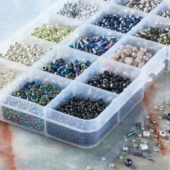 Black & Silver Mix Glass Seed Beads by Bead Landing®