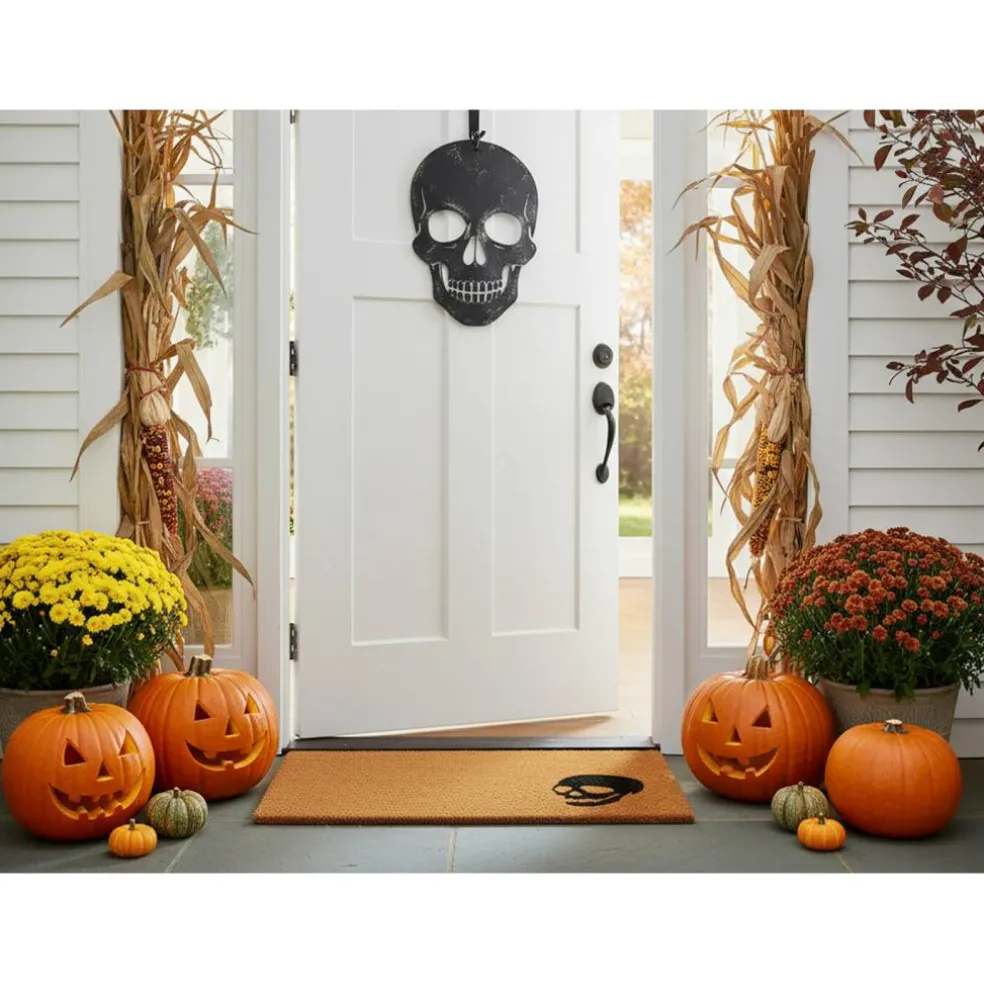 Black Skull Doormat