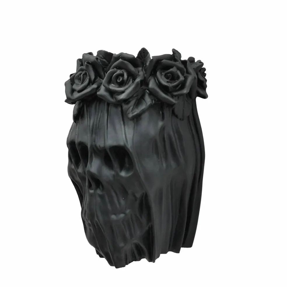 6.75" Black Skull Veil Bust Container by Ashland®