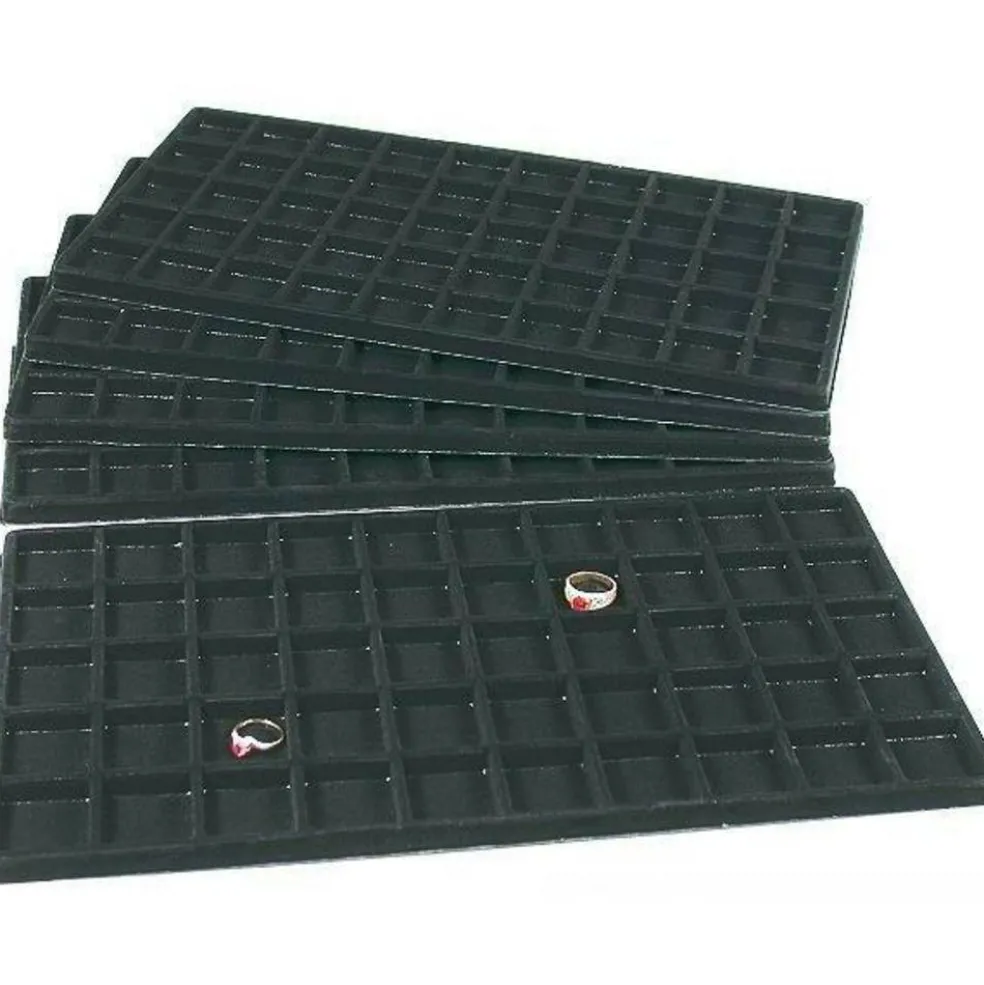 5 Black 50 Slot Pendant Jewelry Showcase Display Tray Inserts