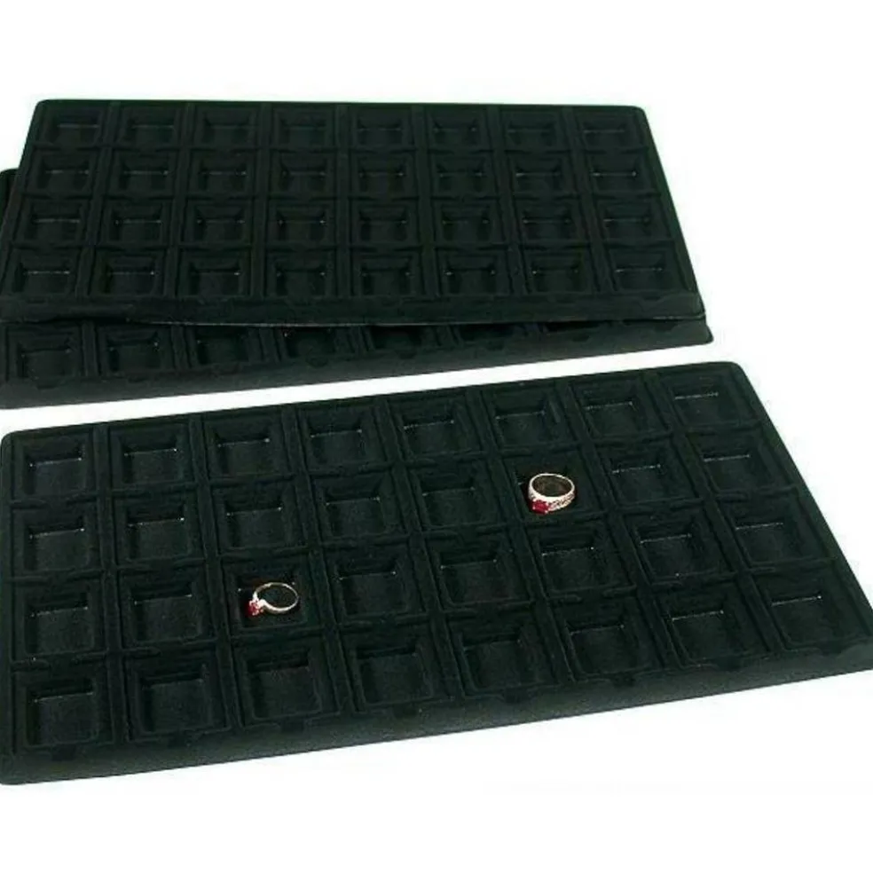 3 Black 32 Slot Puff Earring Cards Showcase Display Tray Inserts
