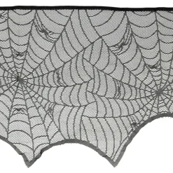 96" Black Spiderweb Lace Mantel Cover by Celebrate It™