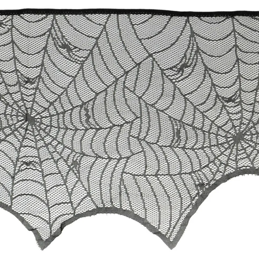 96" Black Spiderweb Lace Mantel Cover by Celebrate It™