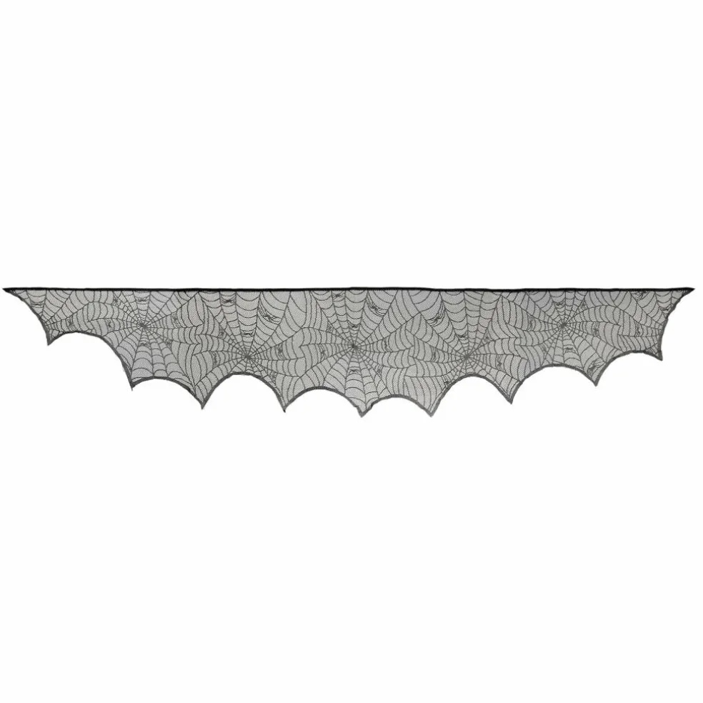 96" Black Spiderweb Lace Mantel Cover by Celebrate It™