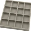 Black Square Display Case (Glass-top Removable Lid) w/ Gray 16-slot Plastic Tray