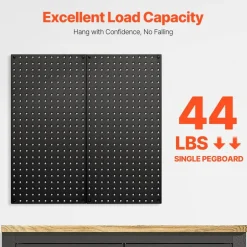 Black Steel Pegboard Panels with Volcanic Holes, 88 lbs Capacity