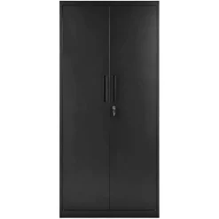 Black Steel Storage Cabinet 68.9 in Lockable with 4 Adjustable Shelves