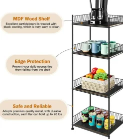 Black 4-Tier Bathroom Storage Rack
