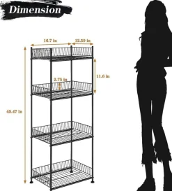 Black 4-Tier Bathroom Storage Rack