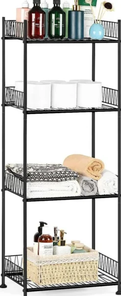 Black 4-Tier Bathroom Storage Rack