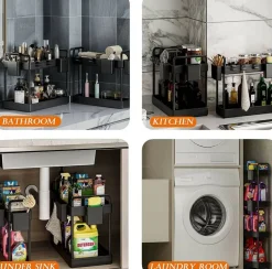 Black 4-Tier Slim Storage Cart Set