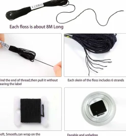 Black to White Gradient Grey Embroidery Floss