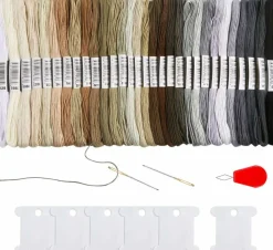 Black to White Gradient Grey Embroidery Floss
