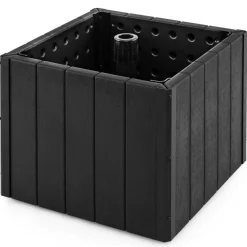Black Umbrella Base with Planter Box, Metal Pole, Rolling Wheels and Adjustable Fit