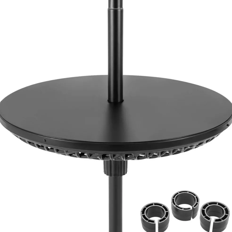 Black Umbrella Table Tray with 3 Adapters Fits Multiple Pole Sizes Portable
